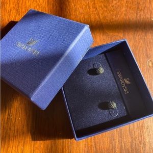 Black Swarovski stud earrings